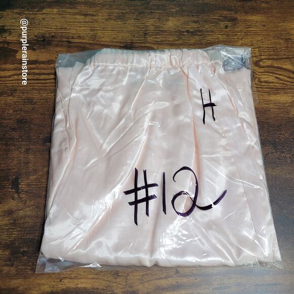 Vtg Ericka Taylor Satin PJ Pants M High Rise Pale Peach Stretch Waist Romantic - Picture 10 of 10